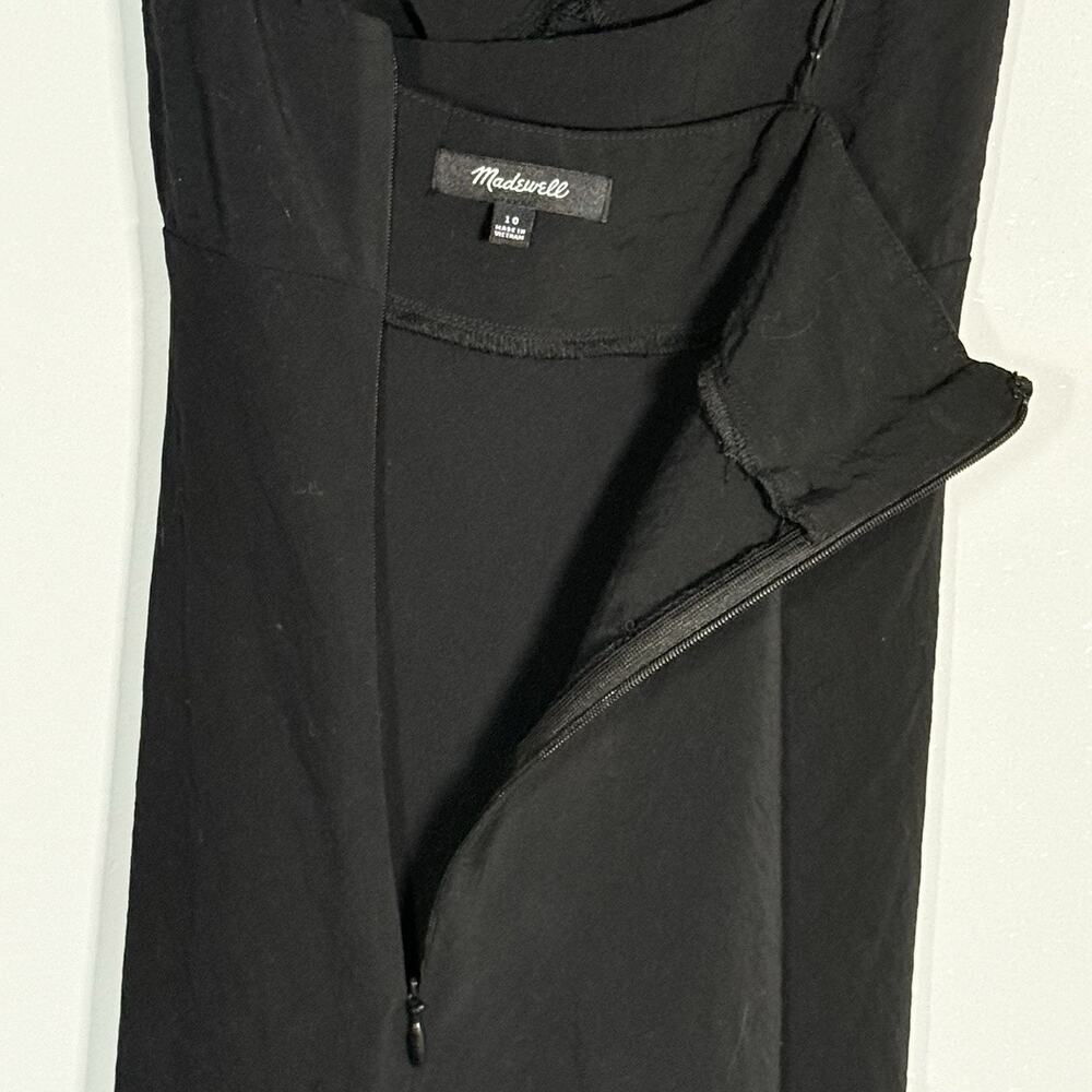 Madewell Layton Slip Midi Dress Black 10 Silk Blend Minimalist Strappy Back 90s - Picture 6 of 11